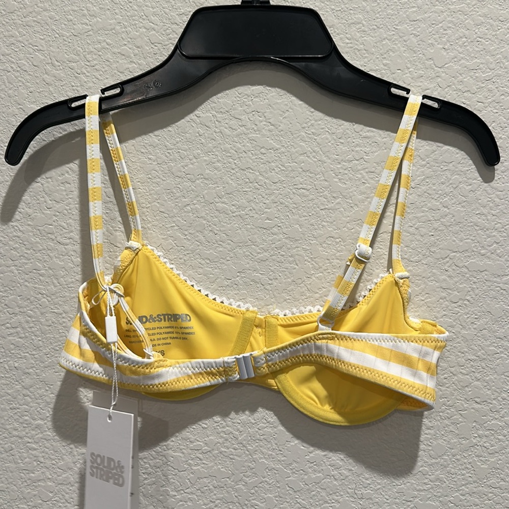 SOLID & STRIPED Yellow and White Striped Bikini Top - Picture 5 of 5